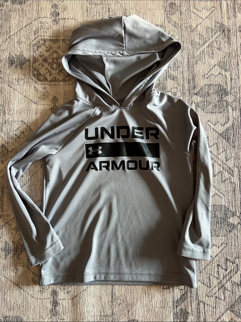 Under Armour Gray Boys' Hooded Performance Top with Black Logo